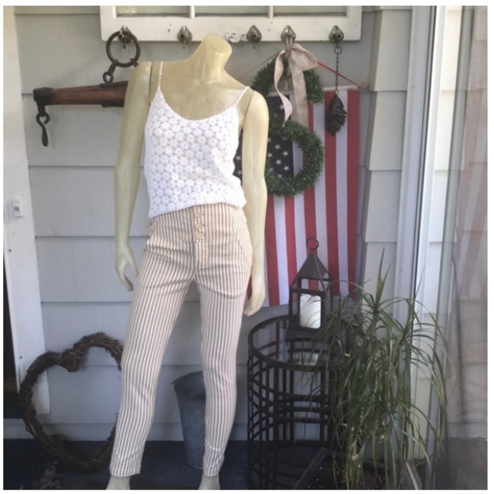 Free People Pants High-Rise Striped High-Waist